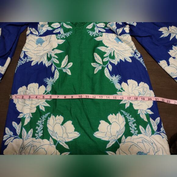 Farm Rio  Soft Garden Linen-Blend Minidress Size Large Puff Sleeve Vacation - Picture 8 of 16